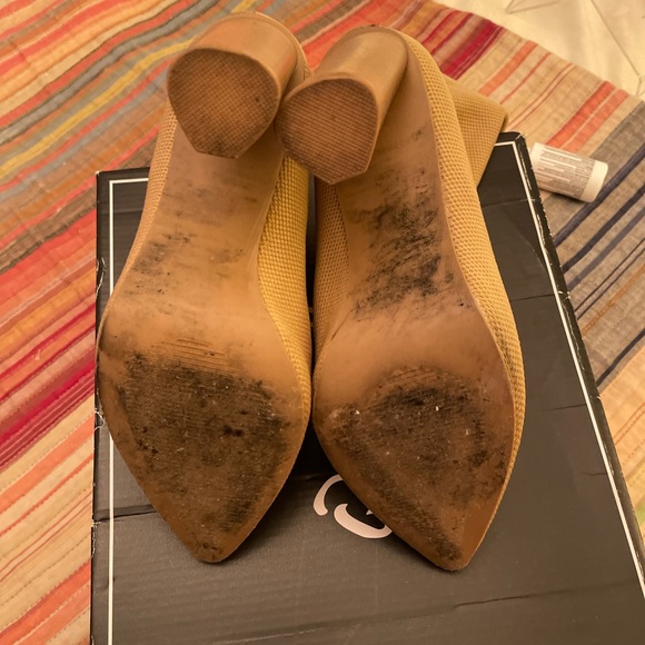 Cupid tan cloth slip on bootie with wood black heel - Picture 4 of 4